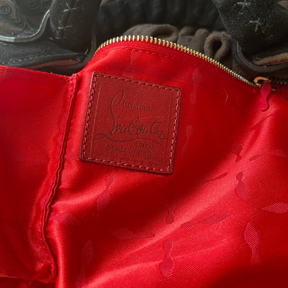 Chocolate Brown Christian Louboutin Suede Hobo with Black Suede Accents - Picture 5 of 7